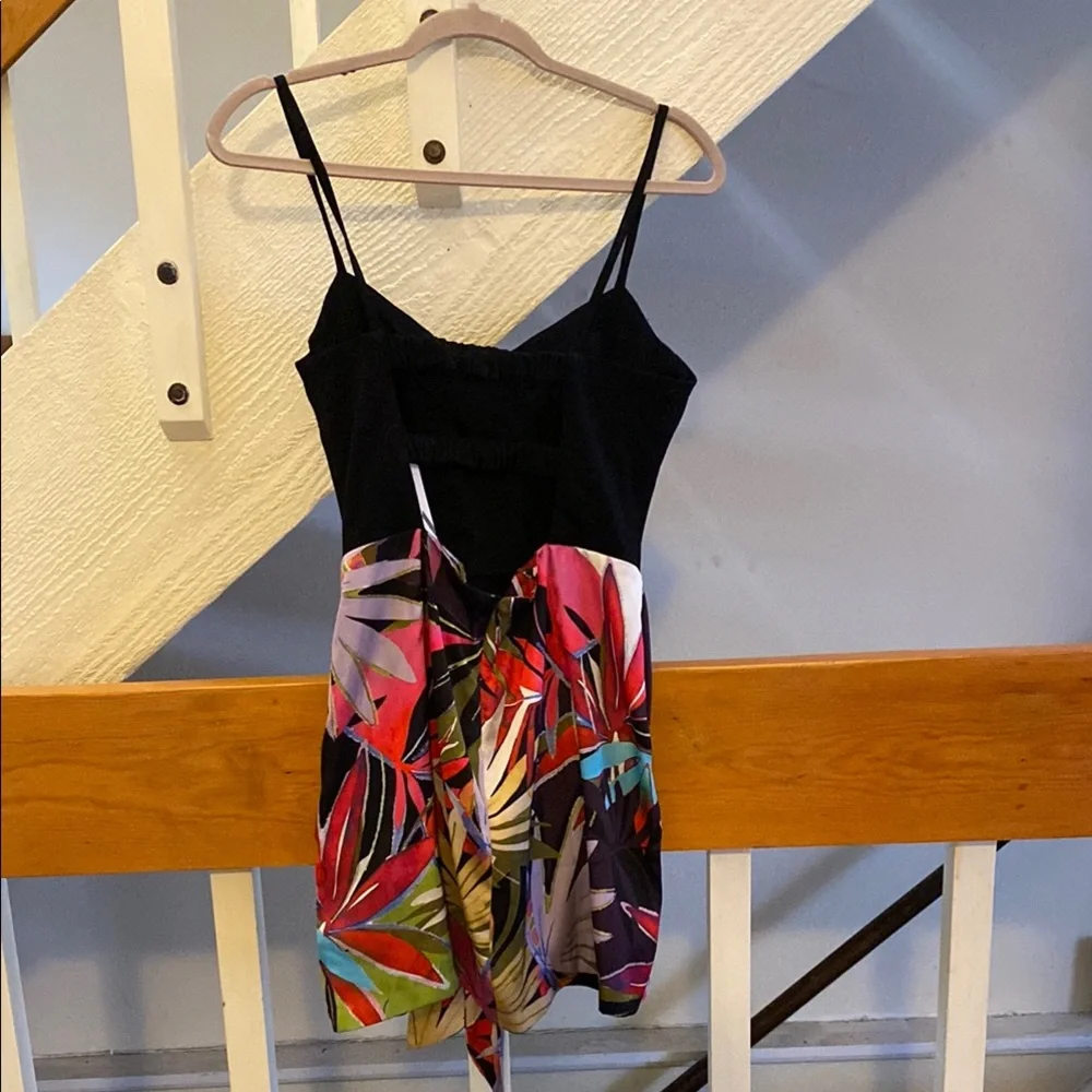 Zara Black with Multicolor Tropical Print Wrap Dress - Picture 3 of 3